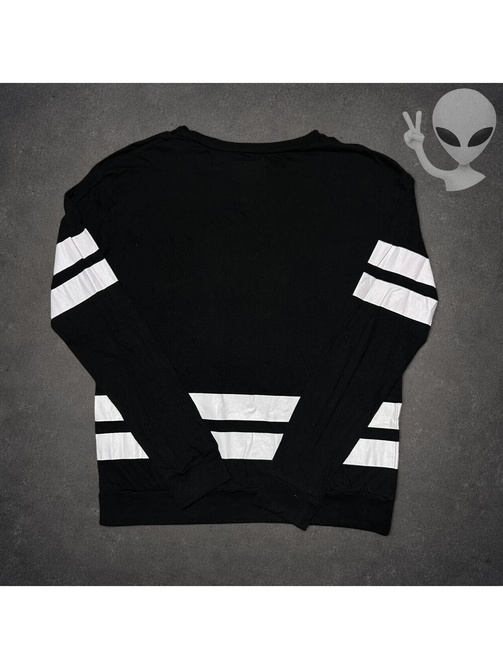 Stussy SS Link Striped Long-Sleeve Shirt Black White Women XS - Picture 5 of 6